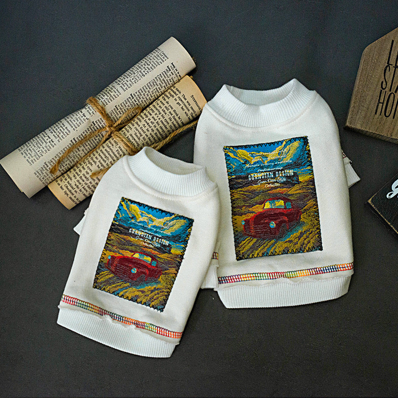 TaniWina Vintage Road Trip Car Sweatshirt – Retro Print Pet Pullover