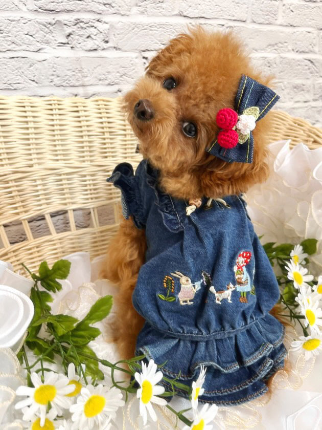 TaniWina Little Red Riding Hood Denim Blouse for Small Dog