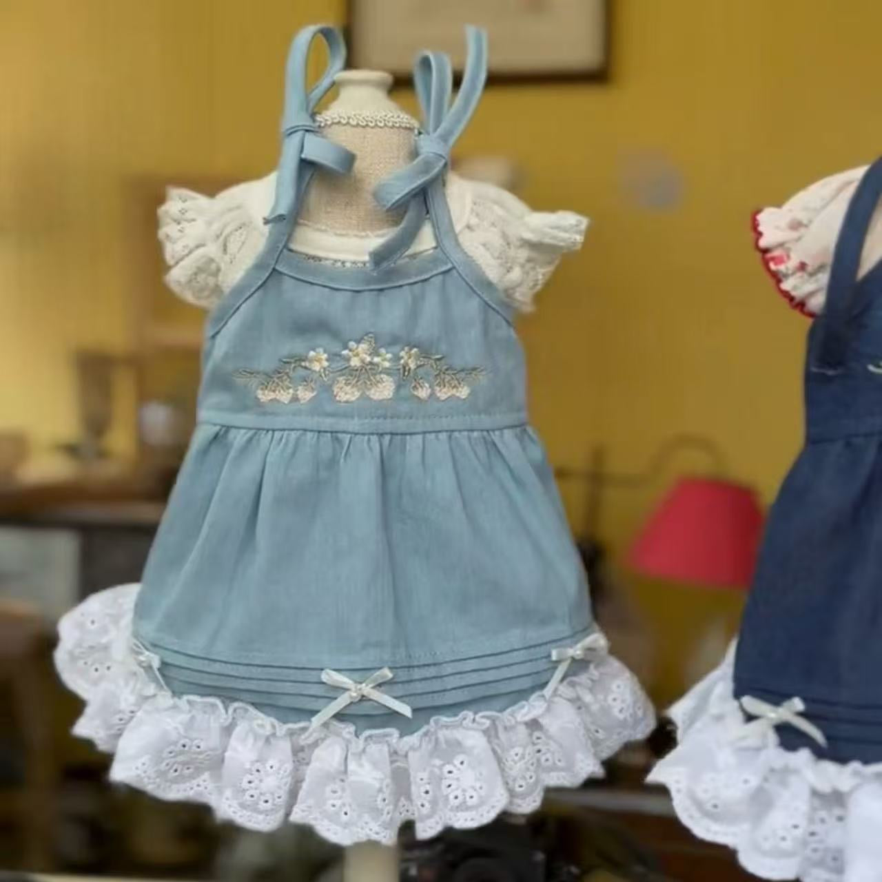 タニウィナベリーガーデン刺繍デニムドレス