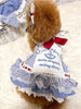 TaniWina Lovely Penguin's Sailor Dress for Small Dog- Nautical Stripe Embroidery