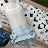 TaniWina Denim Tiered Skirt with Bow Decor for Small Dog