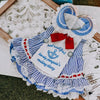 TaniWina Lovely Penguin's Sailor Dress for Small Dog- Nautical Stripe Embroidery