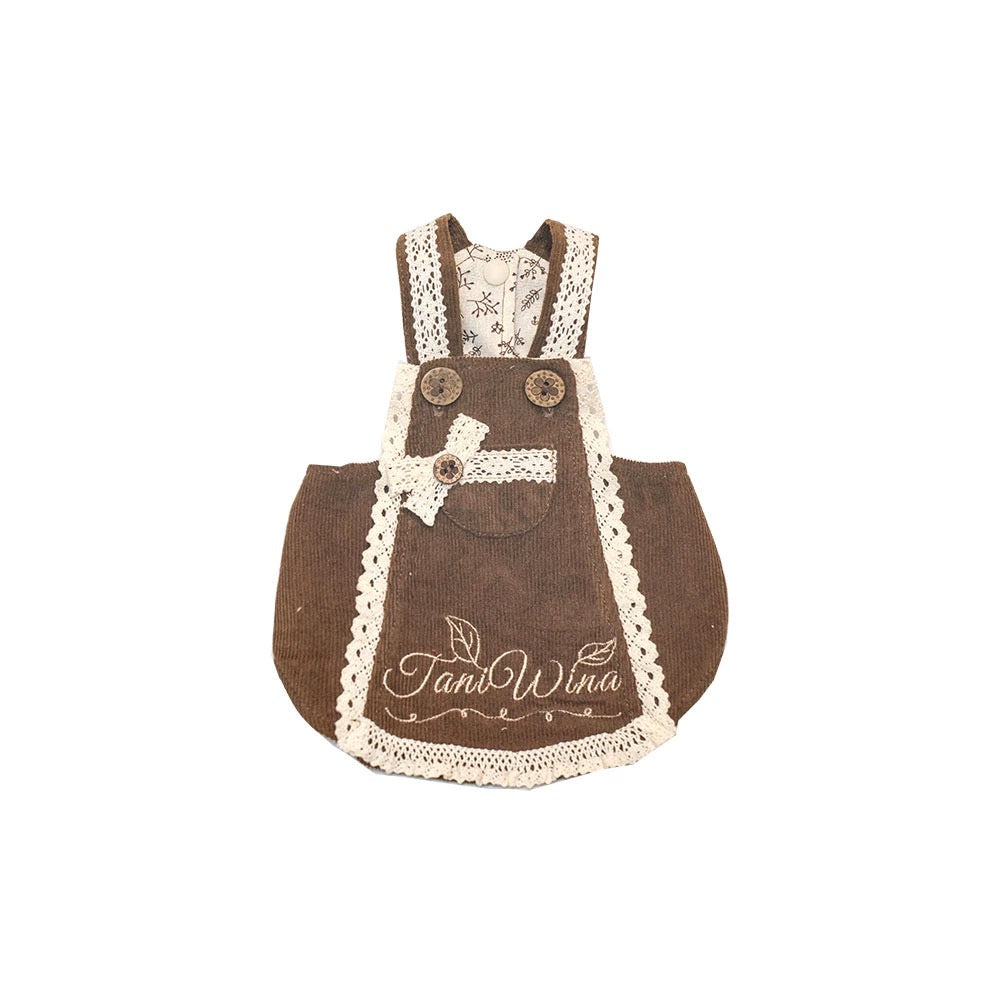 TaniWina Corduroy Suspenders Dress for Small Dog Clothes