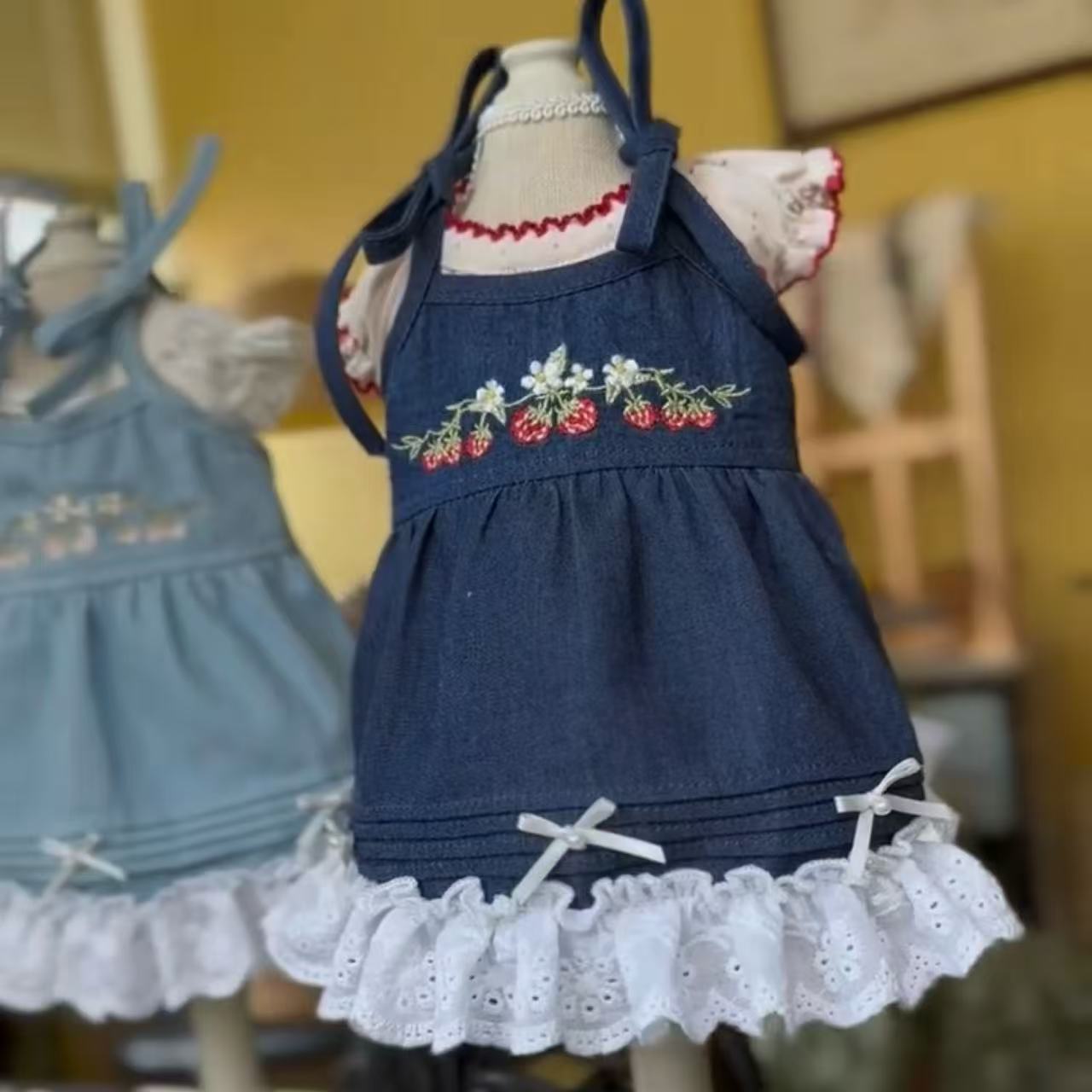 タニウィナベリーガーデン刺繍デニムドレス