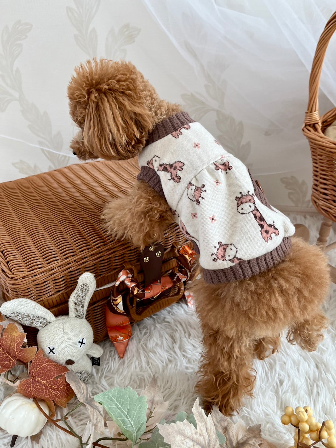 TaniWina Adorable Giraffe Pattern Pet Sweater: Knit Your Furry Friend a Cozy Wardrobe