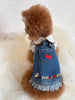 TaniWina Pet Clothing Denim Embroidery Jumper Dress - Cute and Stylish Dress for Small Dogs