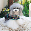 TaniWina Waffle Grid Rainbow Striped Bell Sleeve Cotton Base Shirt for Small Dog