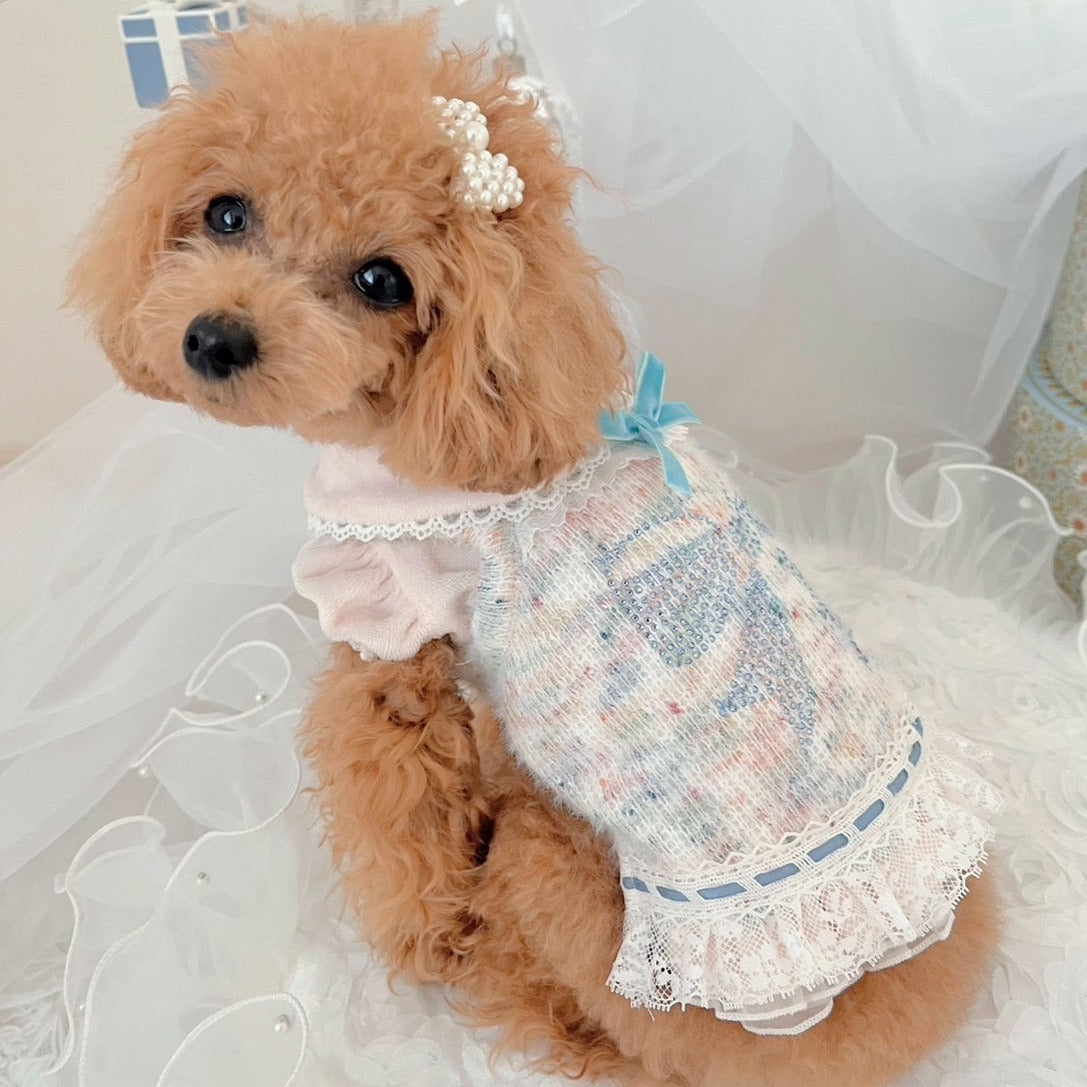 TaniWina Cozy Knit Valentine's Dress Set for Small Dogs with Inner Comfort