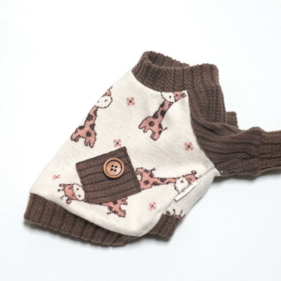 TaniWina Adorable Giraffe Pattern Pet Sweater: Knit Your Furry Friend a Cozy Wardrobe