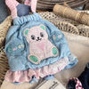 TaniWina Sweet Bear Ruffle Denim Suspender Dress– Autumn Puppy Outfit