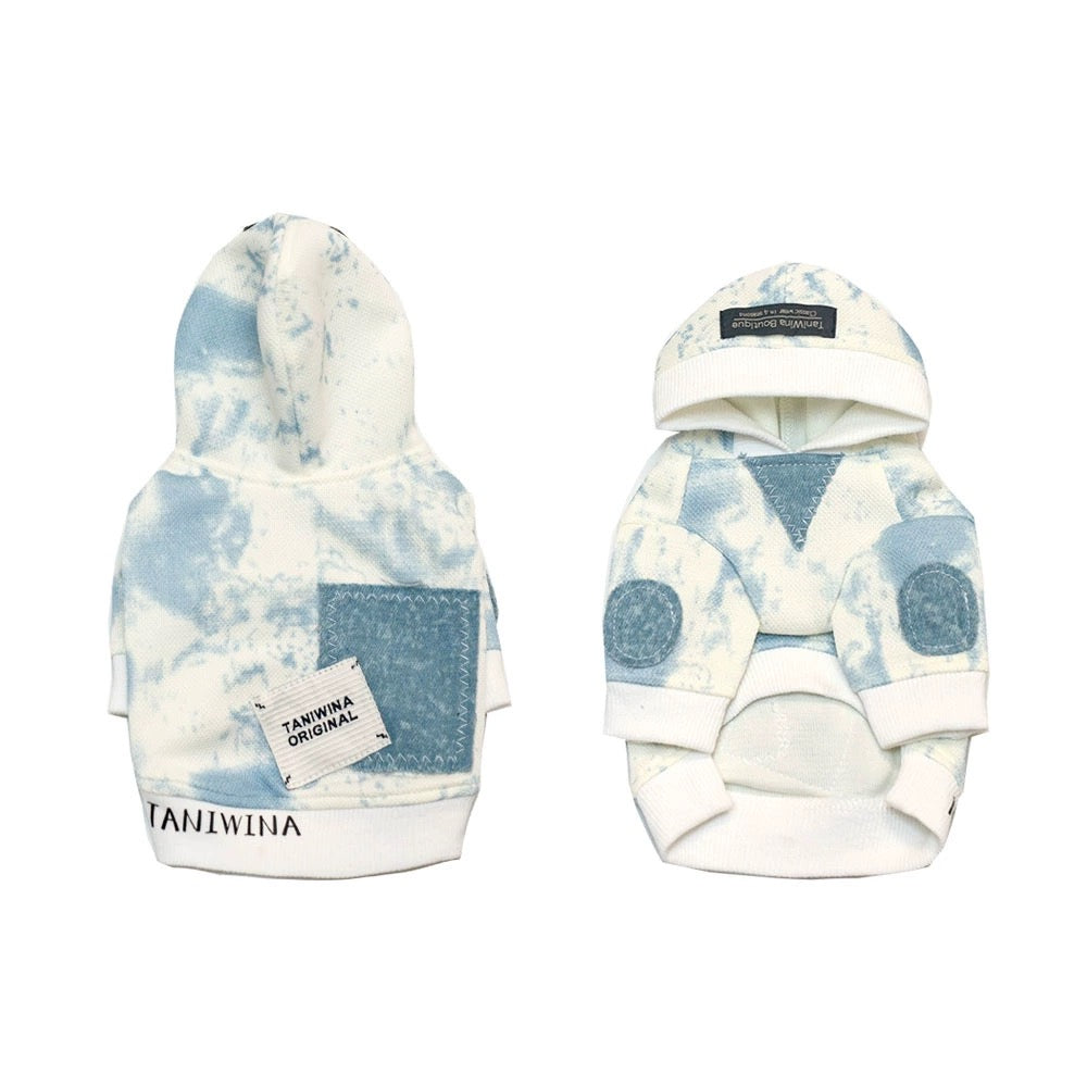 TaniWina Tie-Dye Style Hoodie for Small Dog Clothes