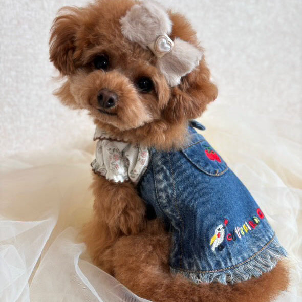 dog denim dress Western Dog Cowgirl Denim Dress with Dog Hat,Pet Halloween Texas Cowboy Cowgi