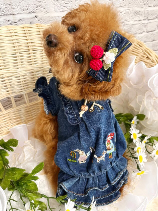 TaniWina Little Red Riding Hood Denim Blouse for Small Dog