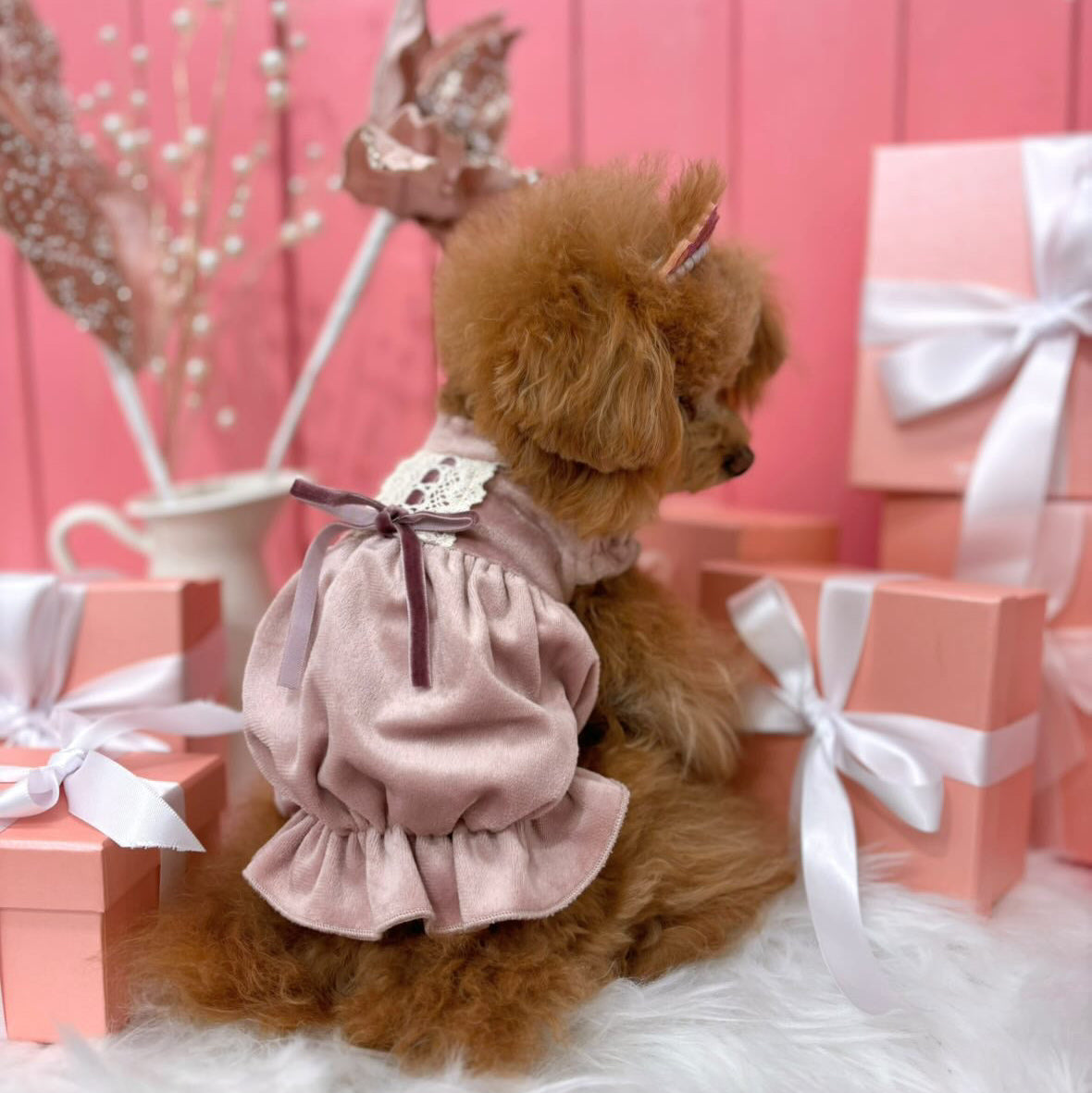 TaniWina クリスマスベルベットチャームドレス