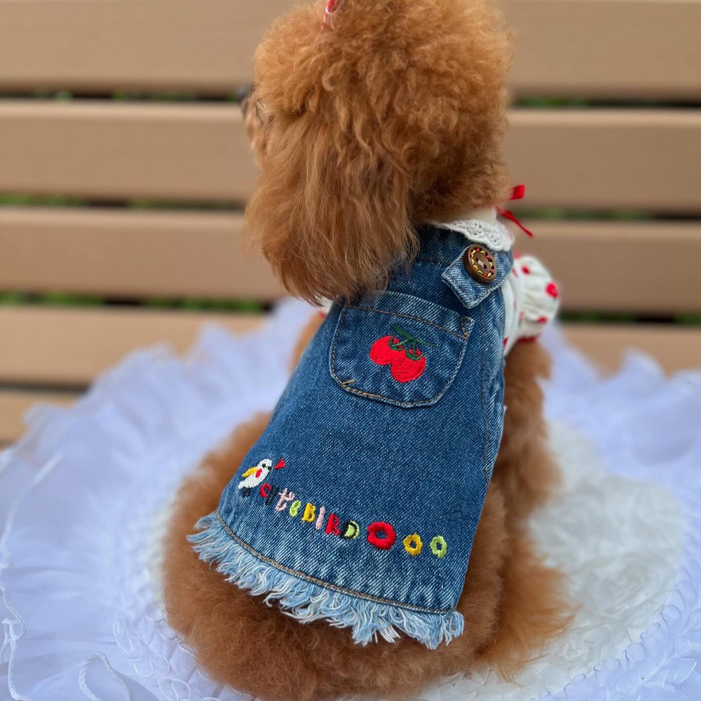 dog denim dress Dog Dress Denim Sundress DIVA Rhinestones S