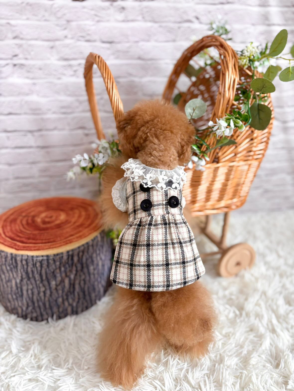 Taniwina エレガントチェック柄ダブルボタンドレス