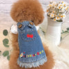 TaniWina Pet Clothing Denim Embroidery Jumper Dress - Cute and Stylish Dress for Small Dogs