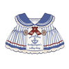 TaniWina Lovely Penguin's Sailor Dress for Small Dog- Nautical Stripe Embroidery