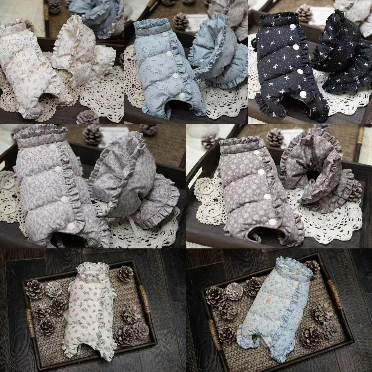 女の子用 吊り足ダウンロンパース｜3WAYネックウォーマー付き フリル花