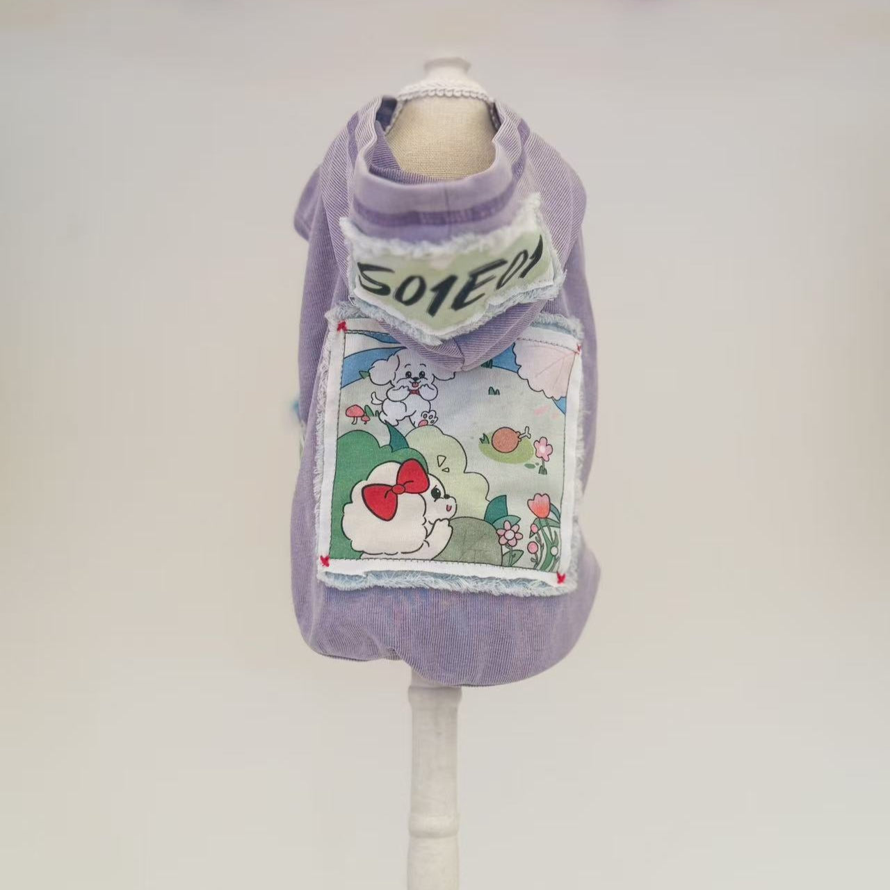 TaniWina Purple Puppy Hoodie Vest – Cartoon Dog Illustration Story Series S01E01