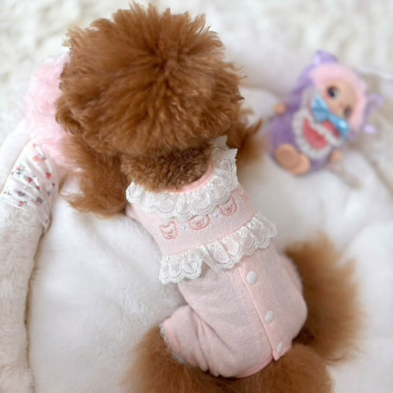 TaniWina Baby Pig Embroidered Lace Romper