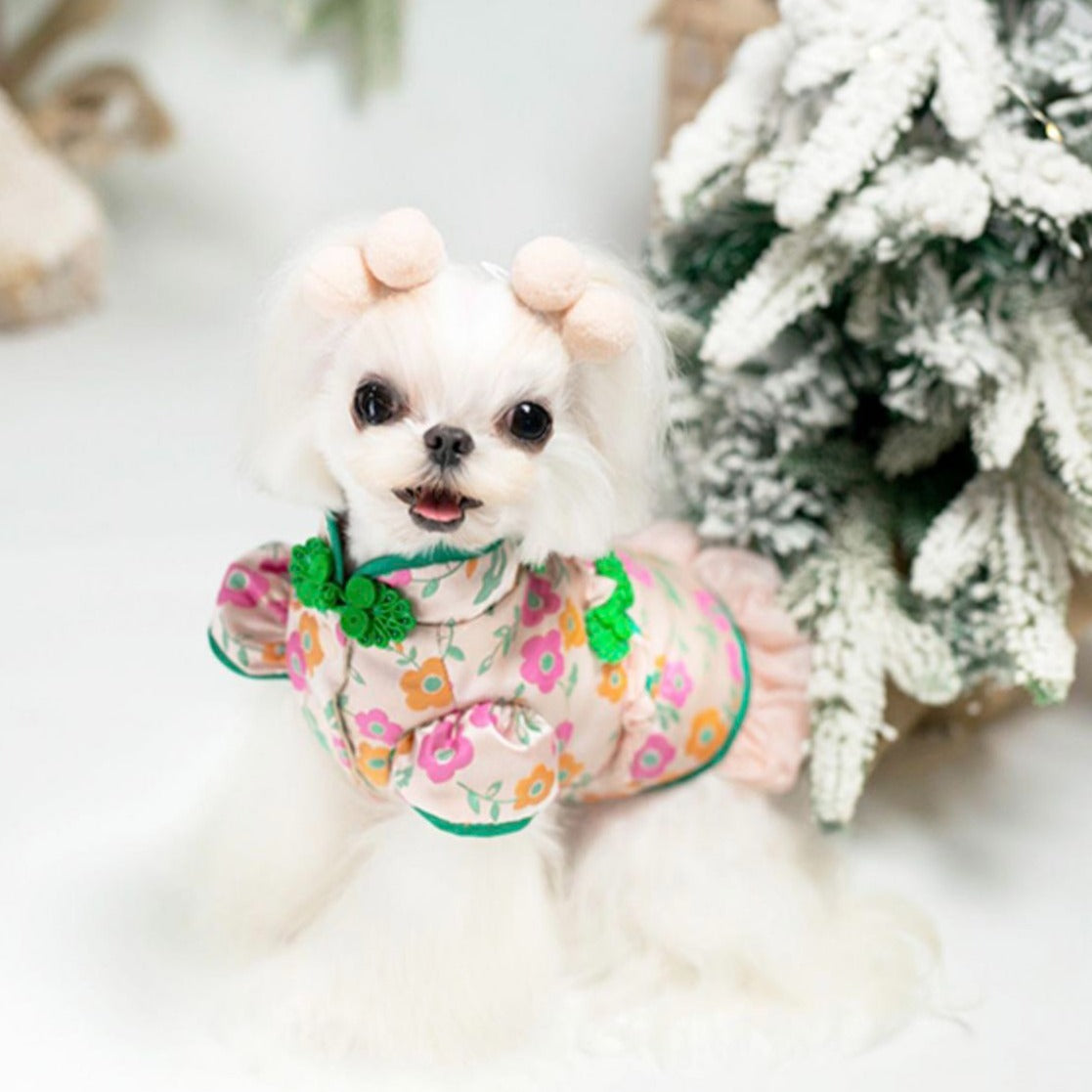 TaniWina Pet Clothing Cheongsam Chinese New Year Winter Clothes