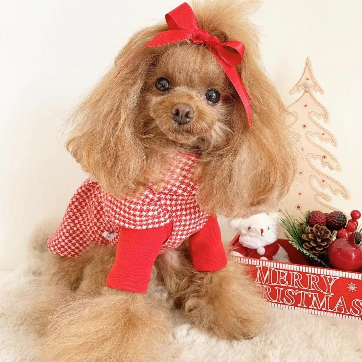 TaniWina Pet Clothes Houndstooth Woolen Coat Dog Autumn Winter