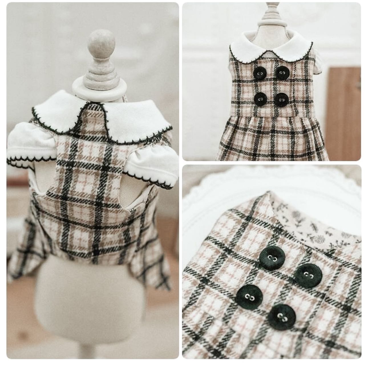 TaniWina Pet Costume Cotton Plaid Skirt