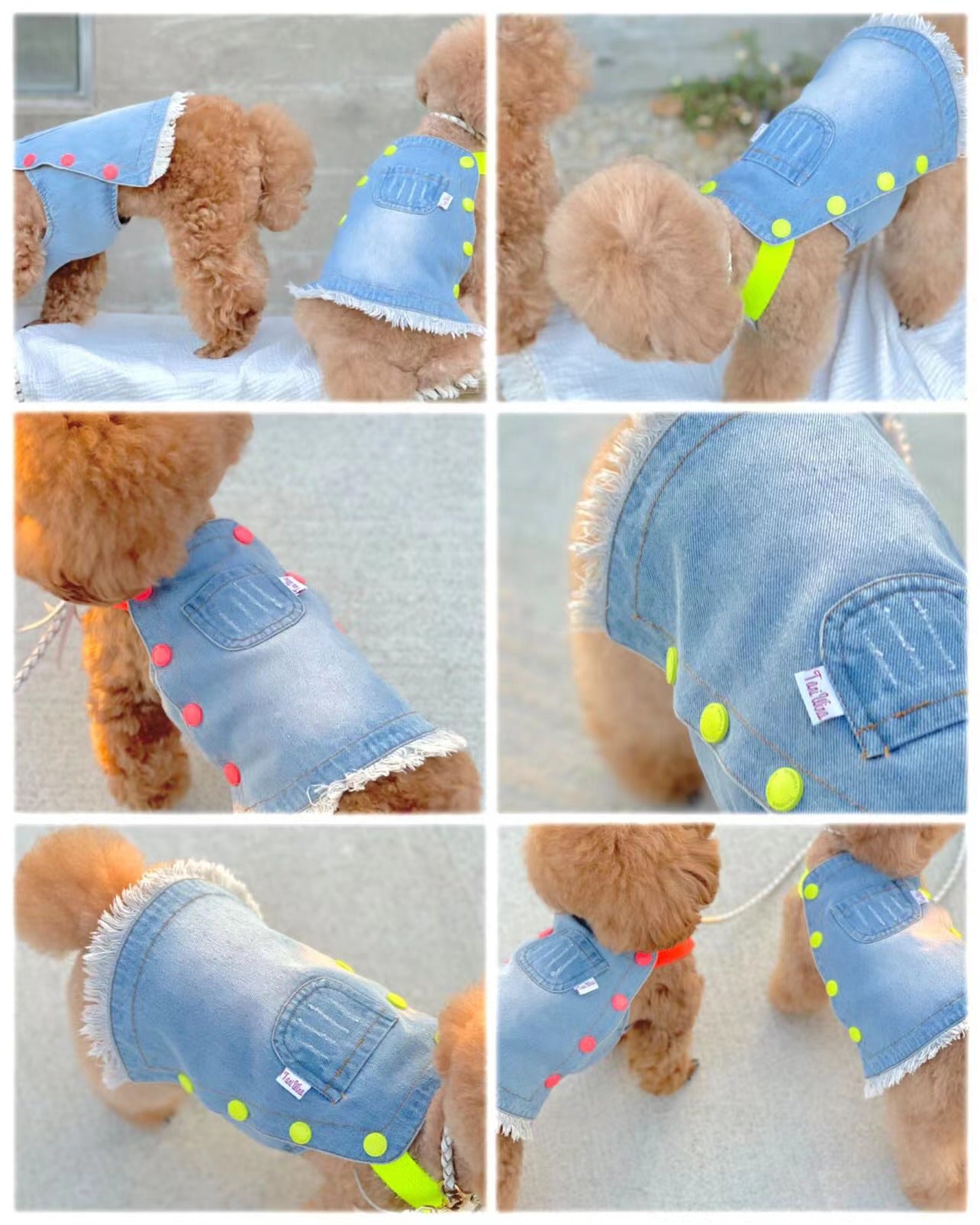 TaniWina Fluorescent Fido Denim Dress Pet Clothes for small dog