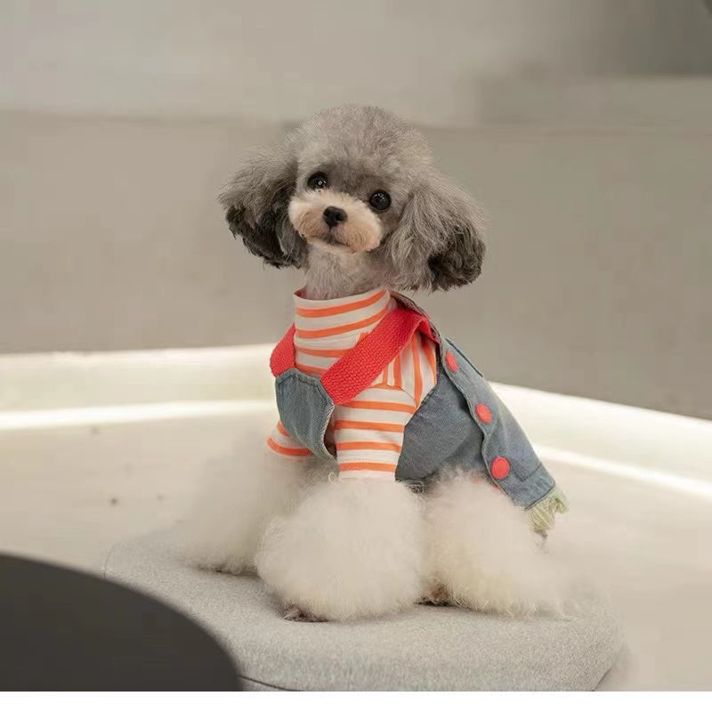 TaniWina Pet Clothing Fashionable Fluorescent Striped T-Shirt